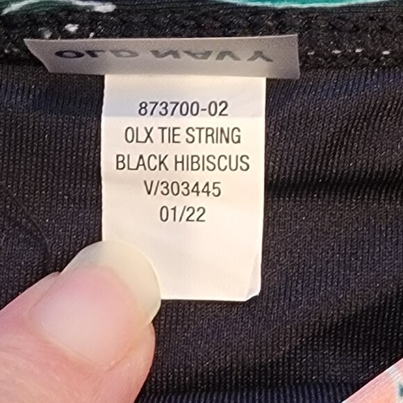 Old Navy Black Hibiscus Tropical Leaf Print Side Tie Bikini Bottoms - Picture 8 of 9